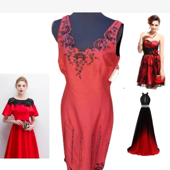 Maggie London beaded‎ red dress 8 NWT - Picture 1 of 9